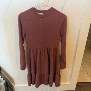 Elegant Long Sleeve Burgundy Dress
